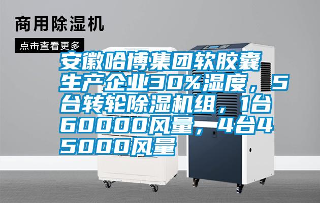 安徽哈博集團軟膠囊生產(chǎn)企業(yè)30%濕度，5臺轉(zhuǎn)輪除濕機組，1臺60000風量，4臺45000風量